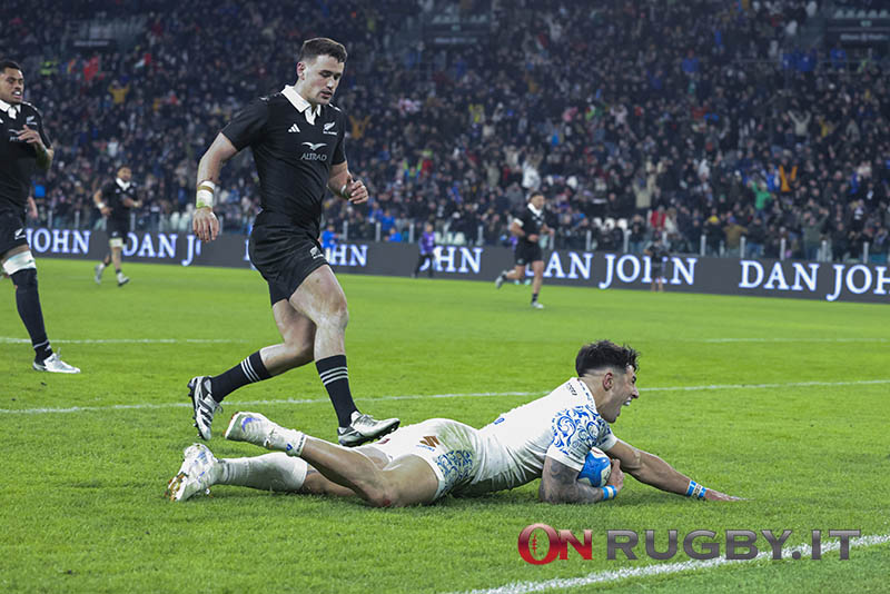 La meta di Tommaso Menoncello in Italia-All Blacks è la "Try of the week" dell'ultima settimana di Autumn Nations Series (ph. Sebastiano Pessina)